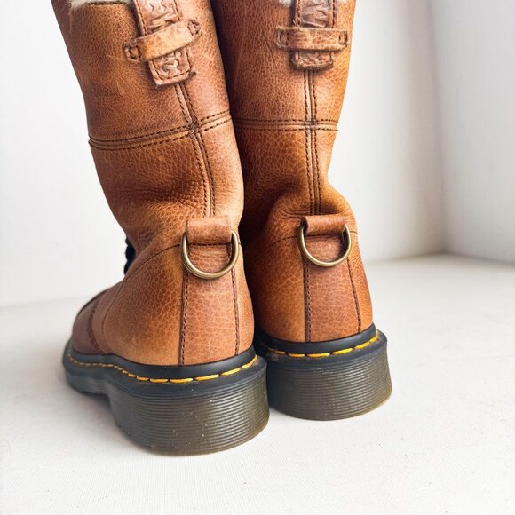 Doc Martens Aimilita Grizzly Brown Faux Fur Lined Mid Height Boots NEW 7 - Picture 3 of 5